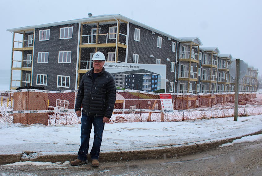 Brian Lund stands outside of the Whitney Apartment Building construction project along Kings Road in Sydney. The 67 unit complex is being constructed by one of Lund’s companies and Hugh Lynch and is expected to be ready for tenants late this spring. GREG MCNEIL/CAPE BRETON POST