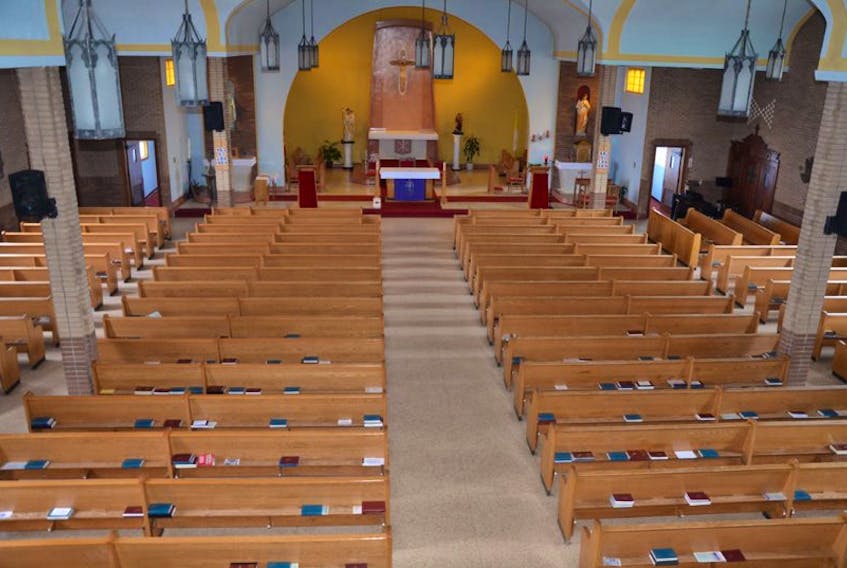 St. Bernard's Catholic Church in Enfield, part of the amalgamated St. Andre Bessette parish, is one of many Christian and Jewish gathering places that will be empty during the traditional holy days of Easter and Passover.