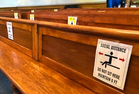 In-person hearings at Supreme Court of Newfoundland and Labrador in downtown St. John's resumed last week, with social distancing measures clearly in place. Court attendances is limited, and those who attend must adhere to public health guidelines, including sitting six feet apart in the courtroom.