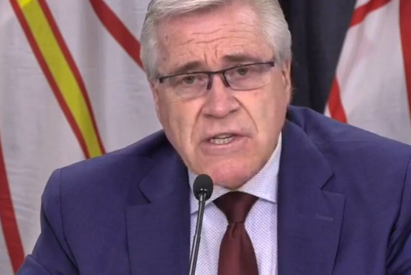 Newfoundland and Labrador Premier Dwight Ball addresses the public in Tuesday's COVID-19 briefing. (image from video)