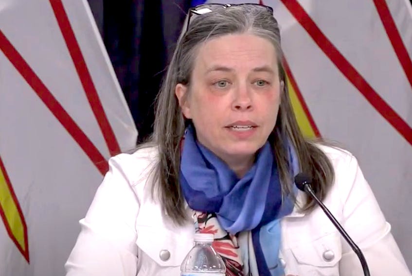 Dr. Janice Fitzgerald answers a reporter's question during Friday's media briefing. — YouTube screengrab