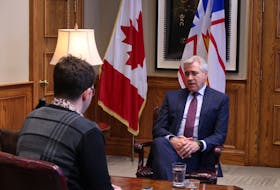 Premier Dwight Ball sits down Tuesday for an interview with Telegram legislative reporter David Maher. ANDREW WATERMAN/THE TELEGRAM