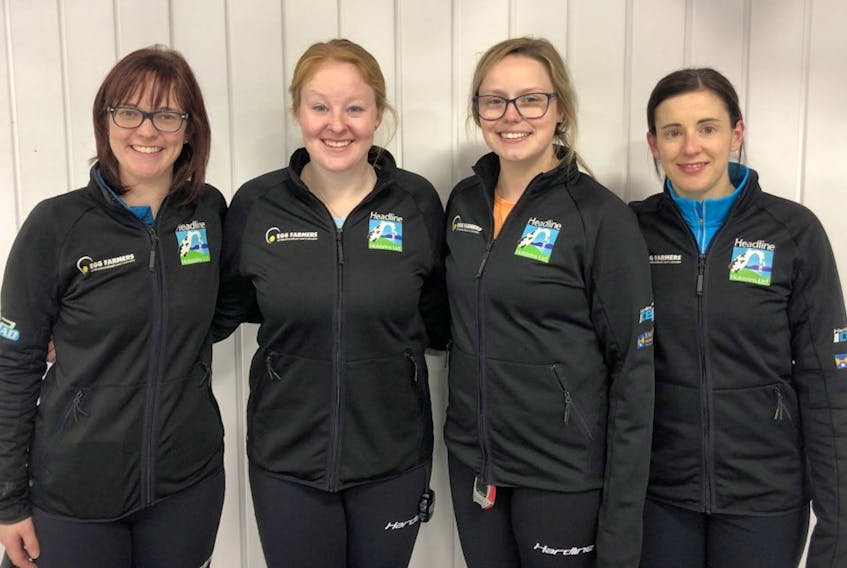 The rink of (from left) Erica Curtis, Erin Porter, Julie Devereaux and Beth Hamilton is representing Newfoundland and Labrador at the Scotties Tournament of Hearts Canadian women’s curling championship, beginning today in Moose Jaw, Sask. Every member of the team has competed in at least two previous Scotties. — Curling Canada
