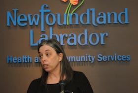 Newfoundland and Labrador chief medical officer Dr. Janice Fitzgerald speaks to reporters Thursday at the Department of Health. Joe Gibbons/The Telegram