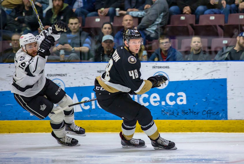 Newfoundland Growlers defenceman Garrett Johnston in action. Contributed photo by Jeff Parsons