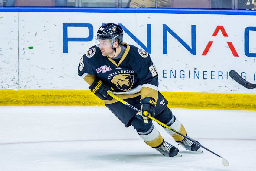 Aaron Luchuk is second in scoring for the Newfoundland Growlers and 11th in the ECHL with 47 points on 18 goals and 29 assists. —  Newfoundland Growlers photo/Jeff Parsons