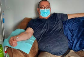 Thanks to donations, Chris Williams of Long Harbour was able to receive treatment on Thursday for alpha-1 antitrypsin deficiency, a rare genetic condition that can damage the lungs. The treatment cost $4,062. Next week’s treatment is up in the air, he says. 
CONTRIBUTED