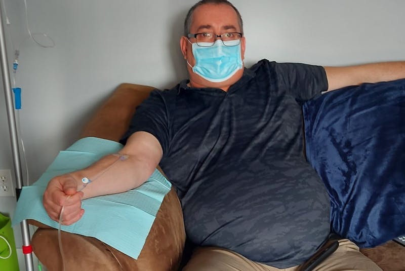 Thanks to donations, Chris Williams of Long Harbour was able to receive treatment on Thursday for alpha-1 antitrypsin deficiency, a rare genetic condition that can damage the lungs. The treatment cost $4,062. Next week’s treatment is up in the air, he says. 
CONTRIBUTED - Contributed