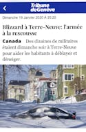 This story, taken from the Tribune de Geneve’s website from Geneva, Switzerland, was one of many around the world that featured news about eastern Newfoundland’s record-breaking blizzard. SCREEN GRAB