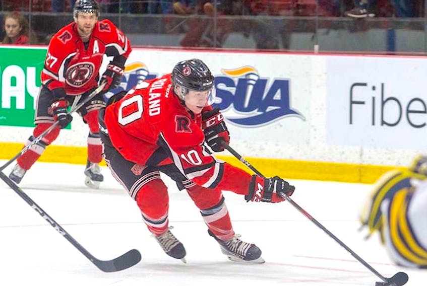 St. John’s native Tyler Boland (10) is the leading scorer on the No.-1 ranked university men’s hockey team in Canada. — UNB Athletics/Facebook