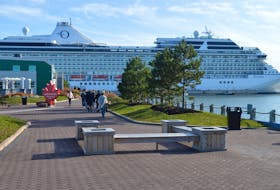 Cruise ship passengers return to their vessel in this file photo from last year at Port Charlottetown. The port will officially open the south berth expansion in June, which will allow two ships to dock simultaneously. There will be 97 ship calls this season. Dave Stewart/The Guardian