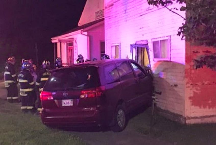 A van ran into a home on High Street in Trenton on Sunday.