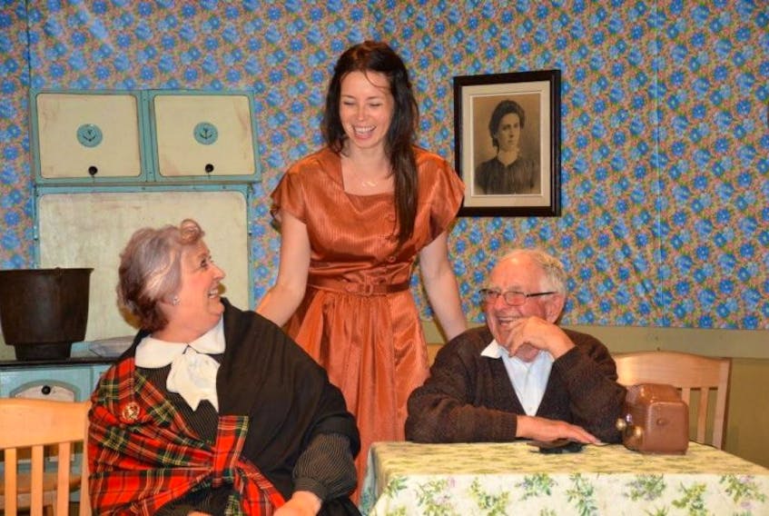 Singer Ann Holton, with cast members Carol Anne MacKenzie and Joe MacKinnon, the matriarch and patriarch of the Keppoch MacLeans in Keppoch The Last Wake, coming to the deCoste Centre Sunday, Sept, 17. (Contributed photo) 


