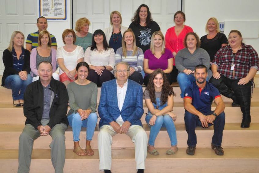Peter and Richard Bennett are shown with teachers who took part in mental health training on Friday at New Glasgow Academy. The Bennett family provided a donation, which created the Sandbar Mental Health Endowment. Funds from the endowment helped pay for Friday’s training.