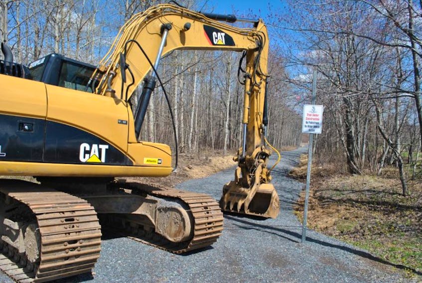 An excavator sits at the end of the former St. Joseph Street, which the Town of Stellarton has turned into part of the Trans Canada Trail. 