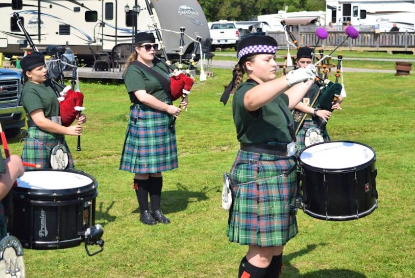 Jolie Thibodeau, shown Saturday at Harbour Lights campground outside Pictou, where the Heatherbell Pipes & Drums band performed on Saturday afternoon.