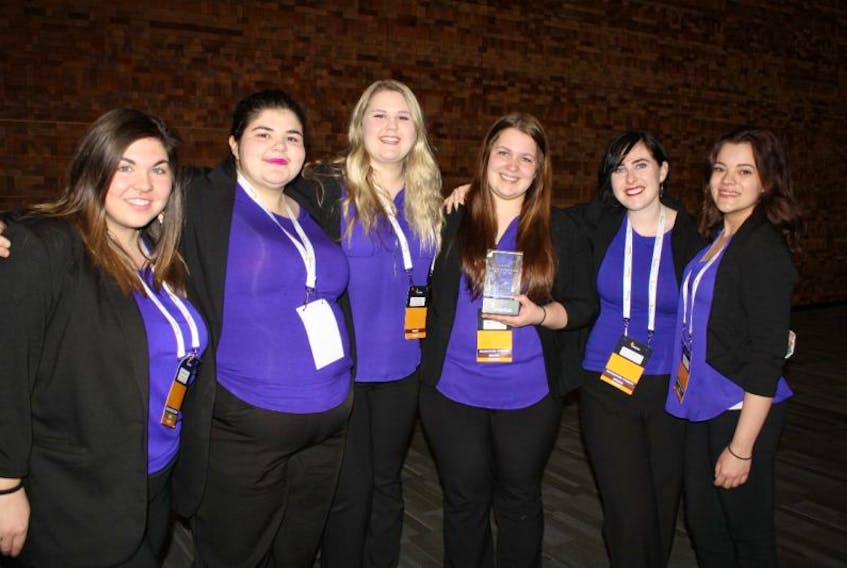 The Nova Scotia Community College’s Pictou campus Enactus team won the Spirit of Enactus award at the organization’s national competition recently. Shown, from left, are Nicole MacDonald, Jennifer MacLellan, Hailey Conley, Maddie Fleming, Samantha MacKenzie and Sydney DeBay.
