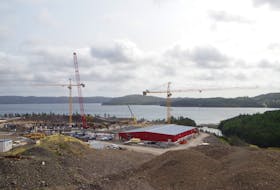 Work continues at the Greig NL site in Marystown to build a salmon hatchery and nursery.