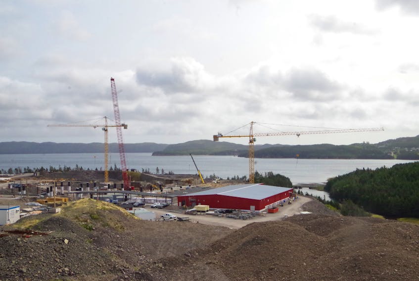 Work continues at the Greig NL site in Marystown to build a salmon hatchery and nursery.