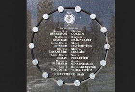Memorial to the victims of the  École Polytechnique Massacre, Dec. 6, 1989.