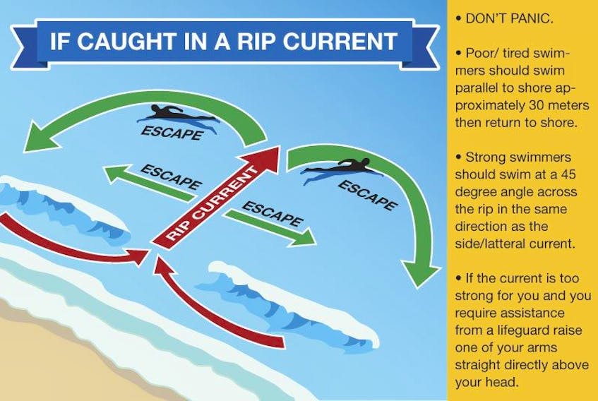 ["What should you do if you're caught in a rip current? First - don't panic."]