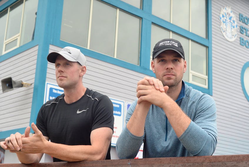 James Cadigan (left) and his brother, Daniel, look out over Quidi Vidi Lake as they and the other members of the Fine Strokes Plaster and Painting Ltd. men’s crew await their final spin prior to the Royal St. John’s Regatta in August 2019. Fine Strokes went on to win the 2019 men’s championship at the Regatta, giving James Cadigan a record 11 men’s crowns in the venerable event. However, the COVID-19 pandemic means there won't be an opportunity for him to win a 12th or for Fine Strokes to defend its title this week at Quidi Vidi. For the first time since 1940, the Regatta has been cancelled.