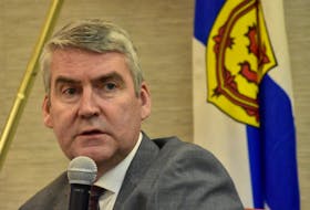 Premier Stephen McNeil speaking in Yarmouth on Feb. 14. TINA COMEAU PHOTO