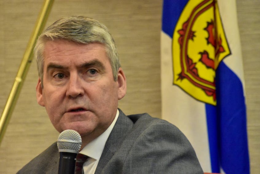 Premier Stephen McNeil speaking in Yarmouth on Feb. 14. TINA COMEAU PHOTO