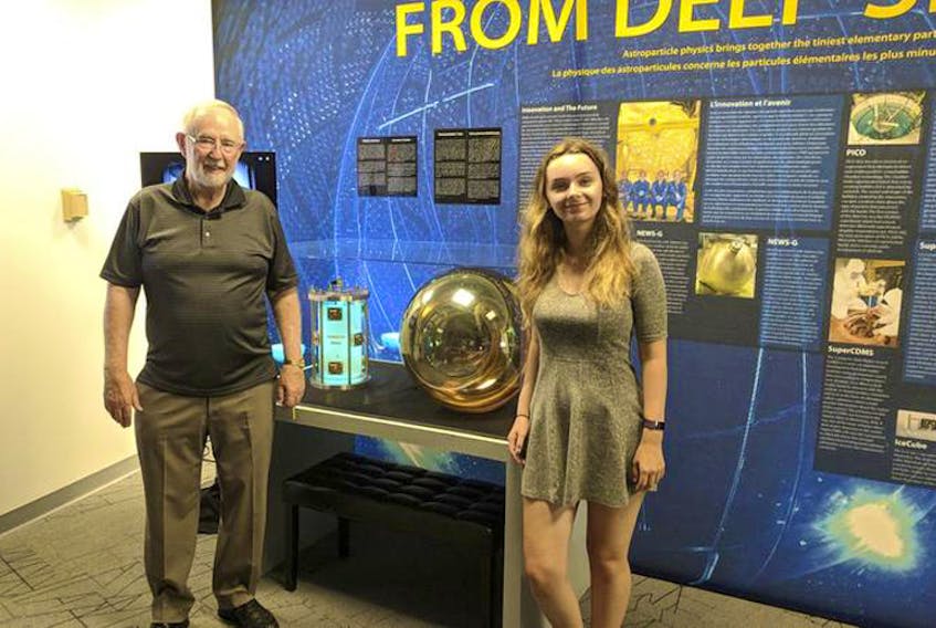 Keira Ellefsen and her uncle, Dr. Art McDonald. who holds a Nobel Prize in physics.