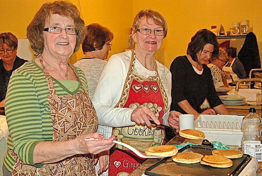 The St. Mary’s Anglican Church Women (ACW) held their annual pancake supper on Feb. 9 in honour of Shrove Tuesday, also known as Pancake Day, which is the day before Lent. Two ACW members who helped prepare the delicious cakes were May Kinsella (left) and Hope Normore.