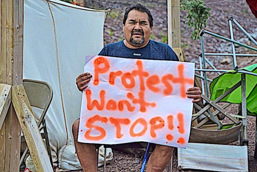 Photo from a prior protest at the Muskrat Falls site.