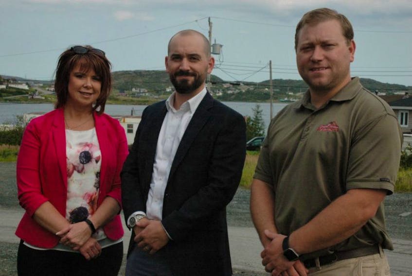 Chris Boivin (center), managing direct of the Green Municipal Fund, met with councils on the Northern Peninsula during his visit, including Roddickton-Bide Arm Mayor Sheila Fitzgerald and St. Anthony Councillor Desmond McDonald.