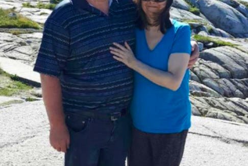 Leona Pilgrim (right) and her husband Glen in Nova Scotia after Leona's liver transplant last August. 
