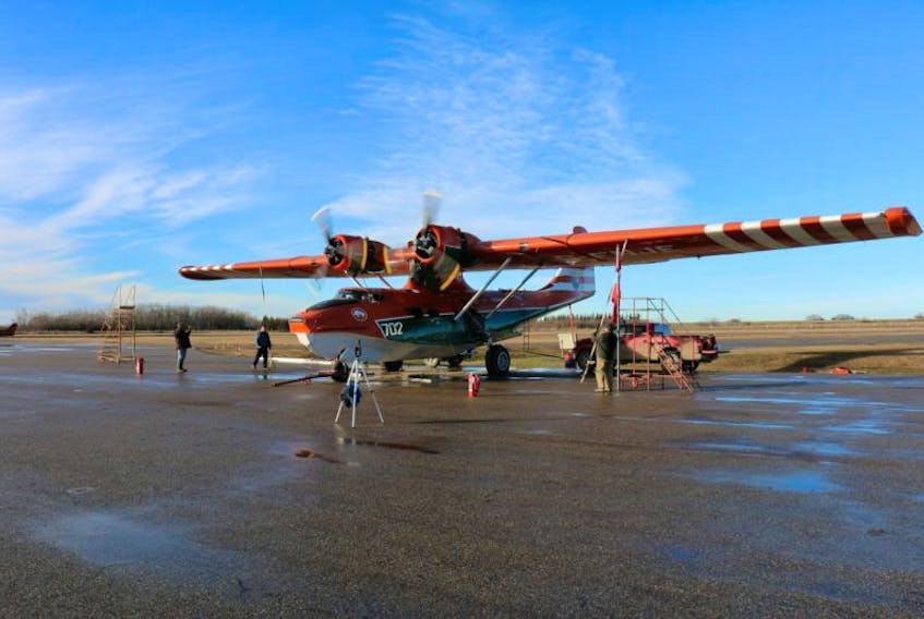 The engines on the Canso PBY-5A, C-FNJE were up and running for the very first time when this picture was taken in November 2016.