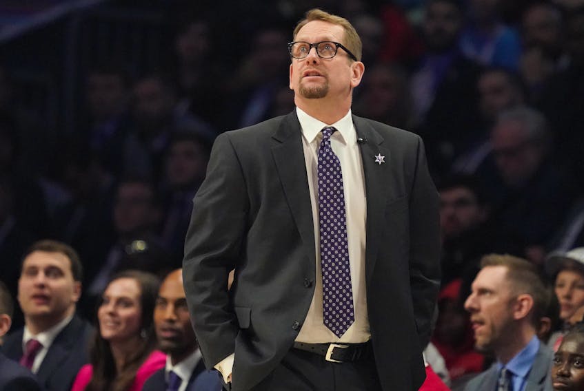 Raptors head coach Nick Nurse (pictured) and assistant Jim Sann together are tackling the issue of absentee voting.