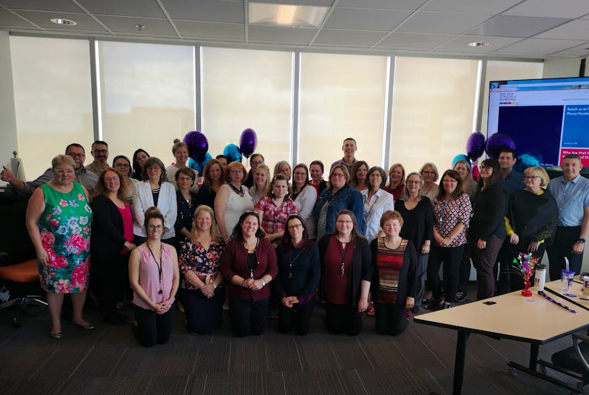 The Nova Scotia College of Nursing (NSCN) staff celebrating on June 4, 2019. Since this date, new staff members have since joined NSCN. The Open House is an opportunity to meet NSCN staffers as well as the new NSCN Board. Photo Contributed.