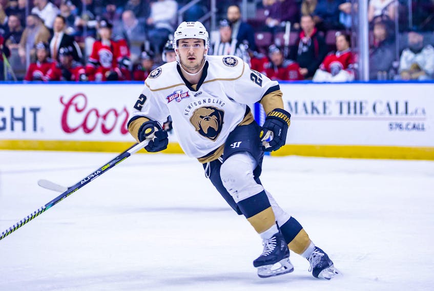 Newfoundland Growlers' MVP Brady Ferguson (22) announced he’s signed to play in Sweden starting next season.  CONTRIBUTED PHOTO BY JEFF PARSONS/NEWFOUNDLAND GROWLERS