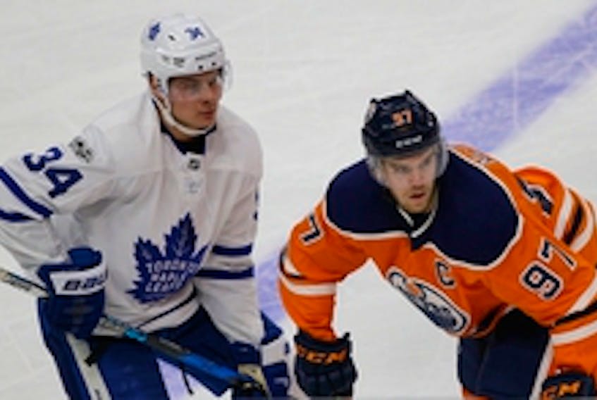 If there is an all-Canadian division in the NHL next season, who’s up for Connor McDavid (right) head-to-head against Auston Matthews six to eight times in the regular season?