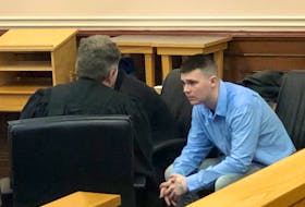 Brandon Glasco (right) in court during his trial in St. John’s. Tara Bradbury file photo/The Telegram
