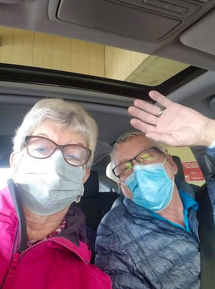 Doreen and Garry Payne of Pilley’s Island are pictured on Good Friday, the day Garry was discharged from Central Newfoundland Regional Health Centre, where his dire condition from COVID-19-related complications miraculously turned around.