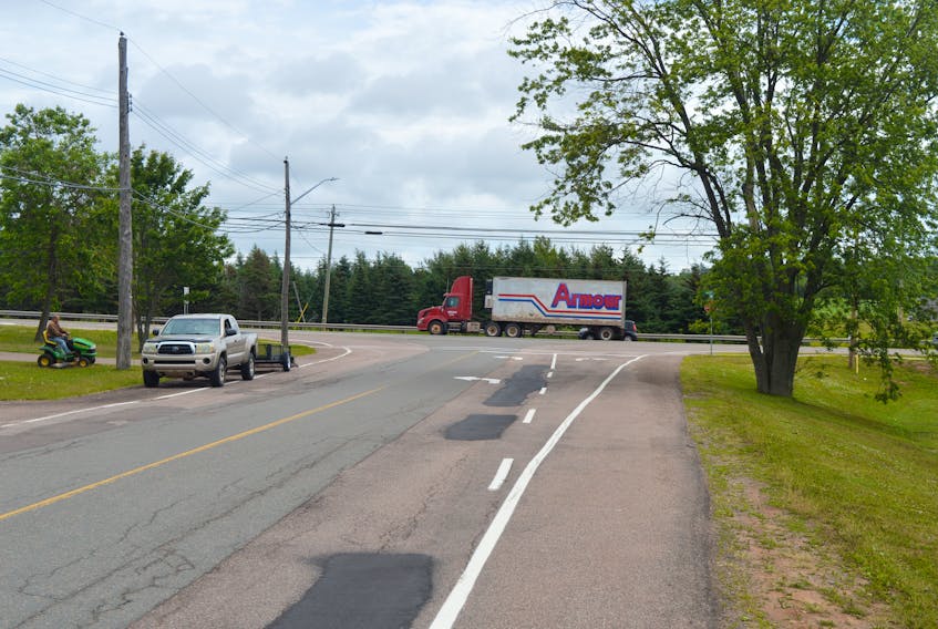 Residents of a Charlottetown neighbourhood bordered by Malpeque Road (pictured) and Lower Malpeque Road said turning left here off Irwin Drive onto Malpeque Road is already hard enough. They say they are concerned about the impact an additional 60 apartment units will have.