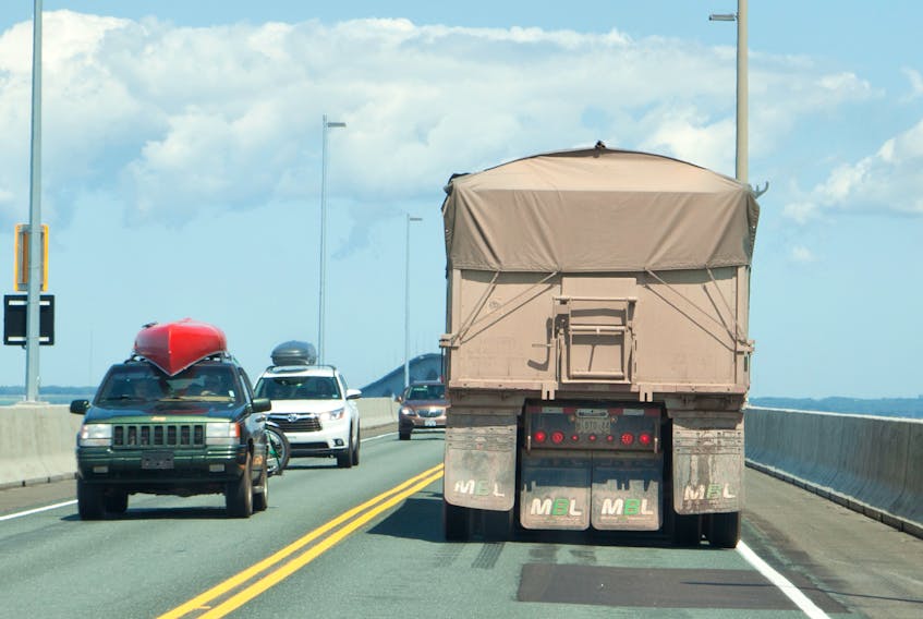 Traffic travels across the Confederation Bridge in this July 2019 file photo. 