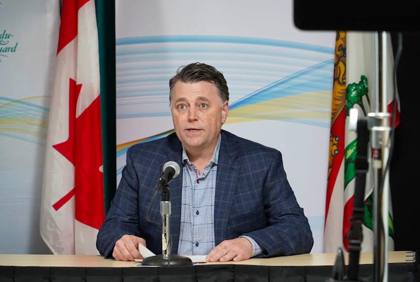 P.E.I. Premier Dennis King speaks at a media briefing about the coronavirus (COVID-19 strain) pandemic's effects on the province. P.E.I. government photo