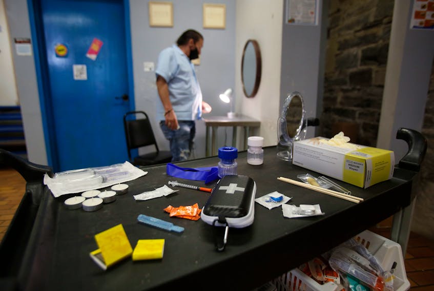Greg, a worker at the ReFIX overdose prevention site is seen at one of the booths for drug users, at the site's new location in Halifax on Aug. 10, 2020. ReFIX opened in 2019 and the provincial government plans to open another site in Halifax and one in Sydney. TIM KROCHAK/SALTWIRE NETWORK 