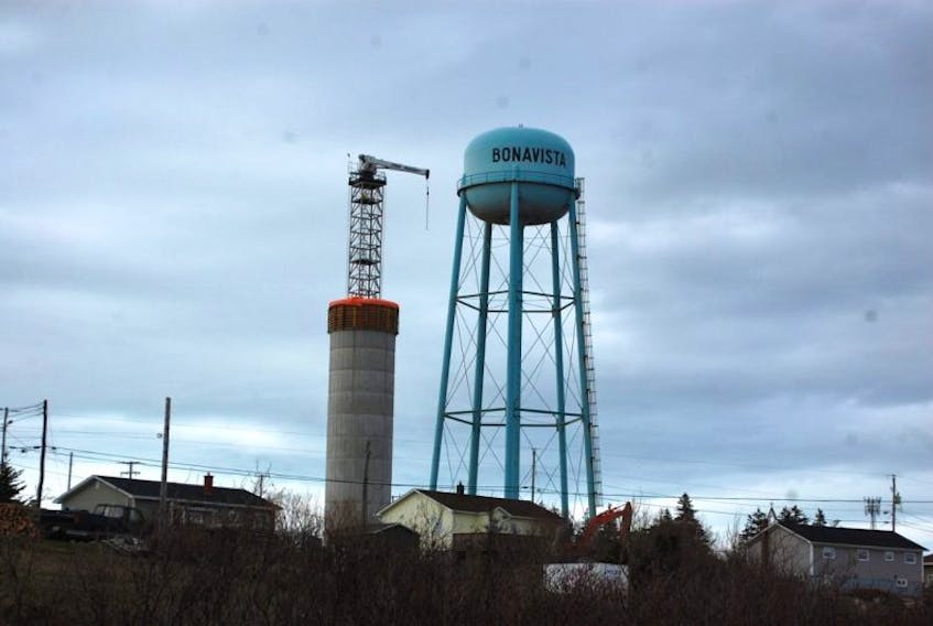 The new water tower being constructed in Bonavista.