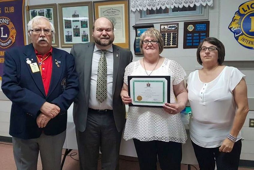Lewis Fifield, MHA Neil King, Brenda Mouland and Anita Lodge at the Bonavista Lions Club 50th anniversary earlier this month.