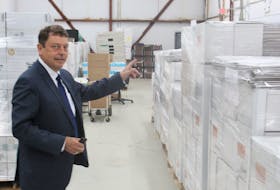 Chief electoral officer Bruce Chaulk shows off one of the warehouses containing election materials ready to go at the Elections NL offices. He says the office has to be prepared for an election at any moment, largely due to the minority government.