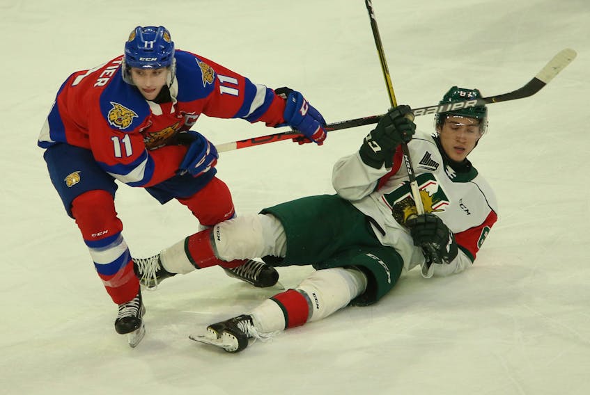 Val-d'Or Foreurs expected to come of age in the 2020-21 Quebec Major Junior Hockey League campaign and made their intentions known by acquiring Moncton ace Jakob Pelletier, left, seen here in a game last season against the Halifax Mooseheads. TIM KROCHAK • SALTWIRE NETWORK
