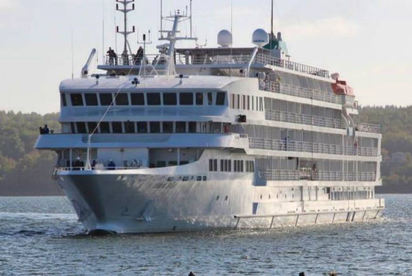 The Pearl Mist cruised into Pictou today to for a day-long visit carrying 200 passengers from the United States and Canada. The guests will visit various locations in Pictou County before sailing out at suppertime tonight. &nbsp;A second cruise ship will visit Pictou County October 25.