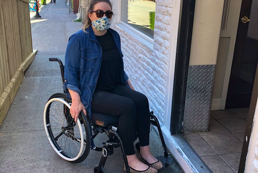 Lisa Walter has been advocating for better wheelchair accessibility in St. John's for years. When the pedestrian mall on Water Street opened earlier this week, she was disappointed to see so many businesses are still inaccessible for her. — CONTRIBUTED